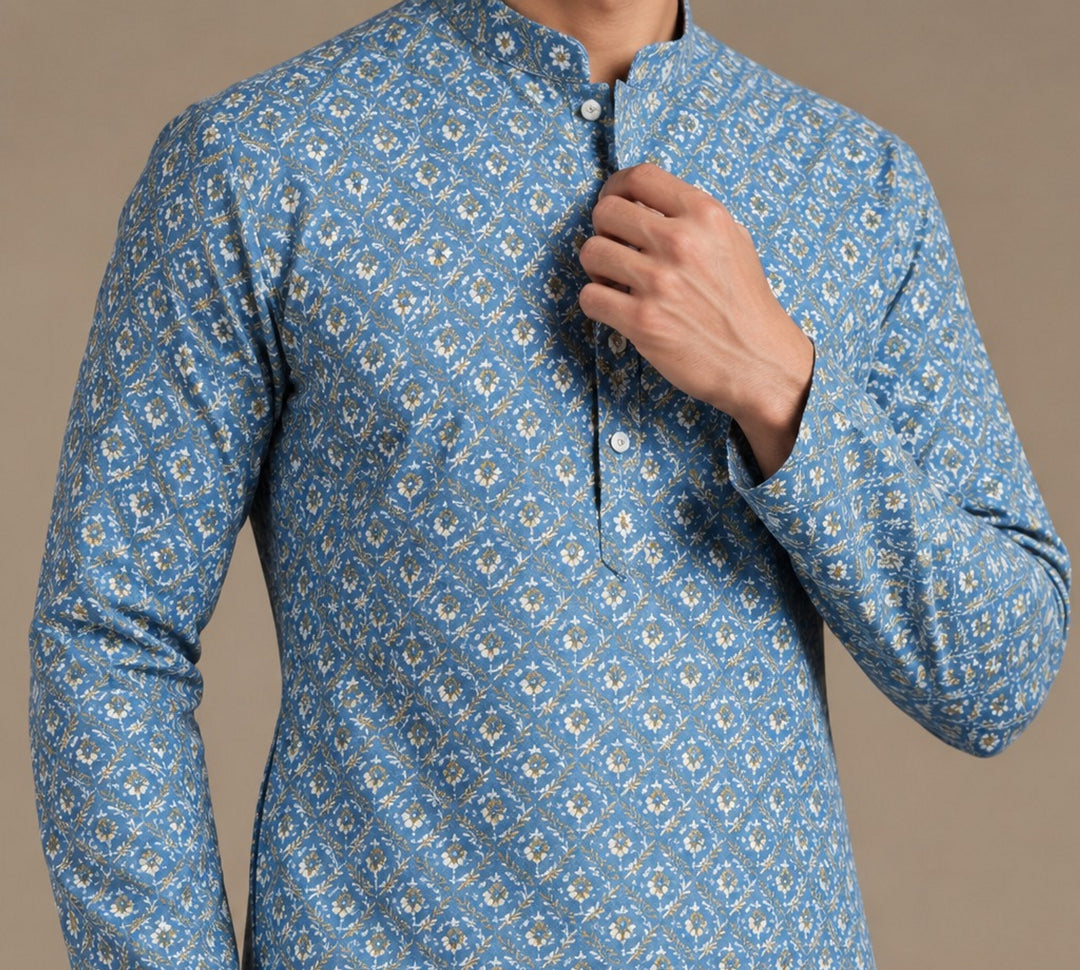 Ethnic Motifs Blue Kurta Set - KM48145-2