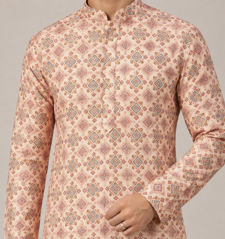 Geometric Pink Kurta Set - KM48145-5