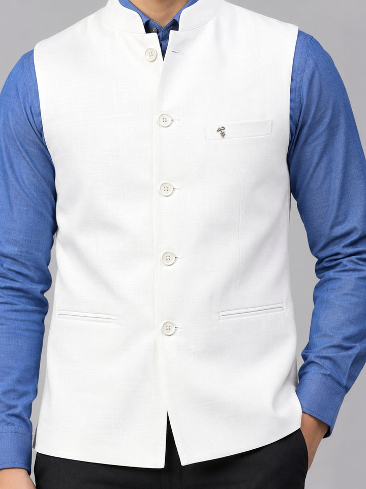 Solid Off White Nehru Jacket - B47340-5