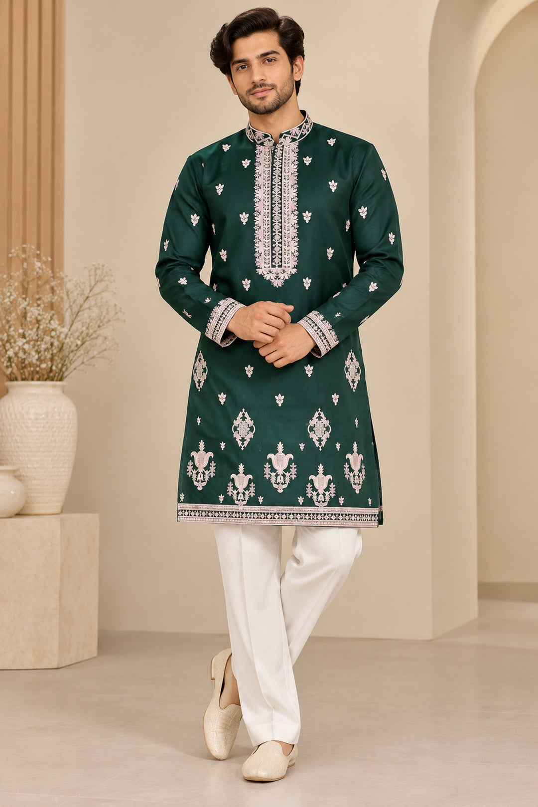 Floral Green Kurta Set - K47919-101B