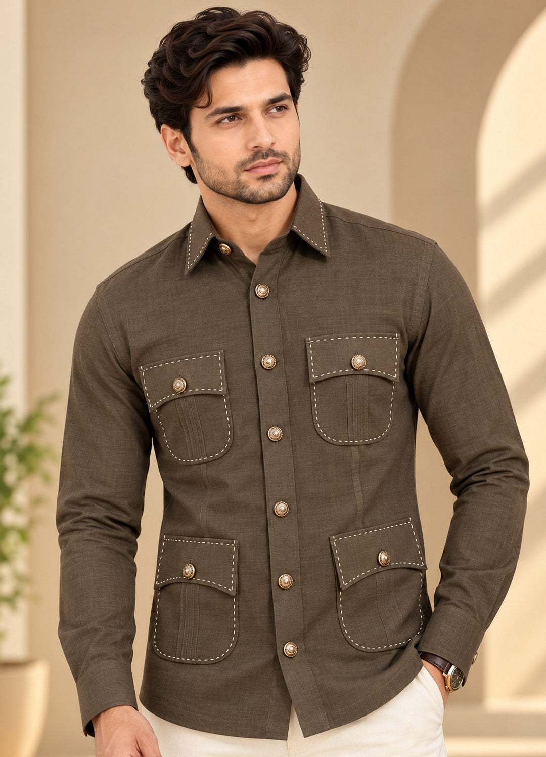 Solid Brown Shirts - E48038-26