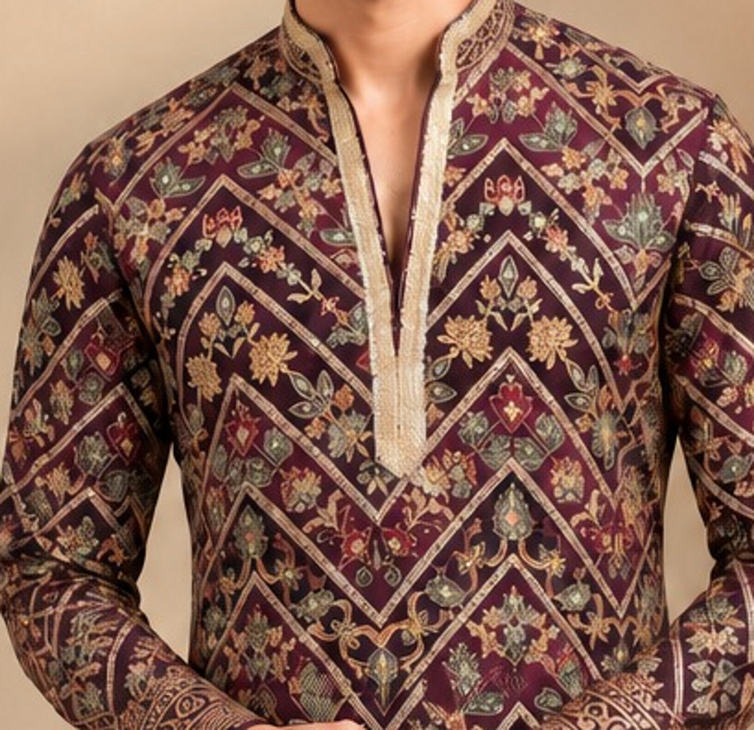 Sequence Wine Kurta Set - KT47959-622G