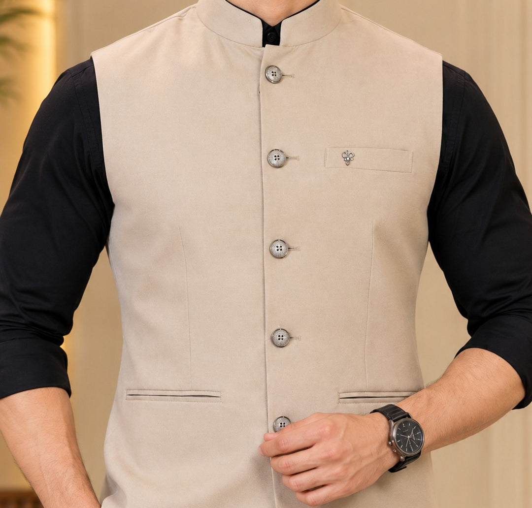 Solid Fawn Nehru Jacket - B48074-44