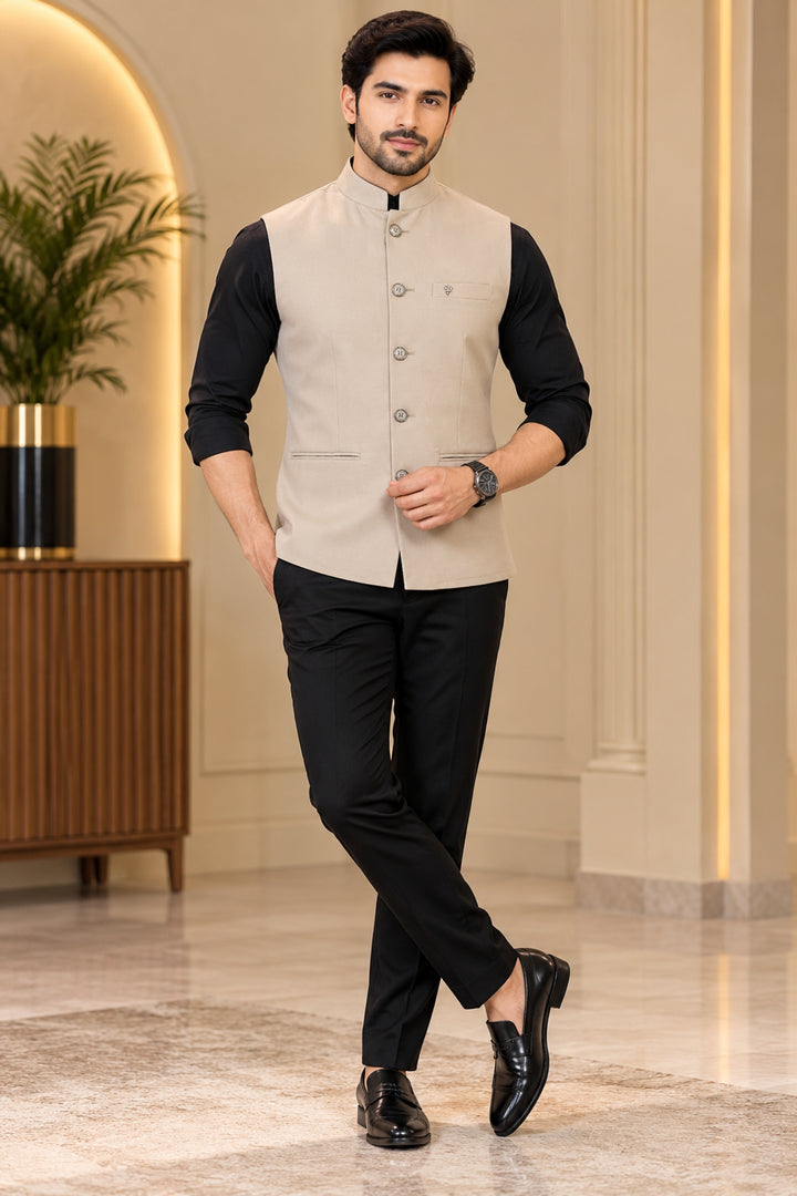 Solid Fawn Nehru Jacket - B48074-44