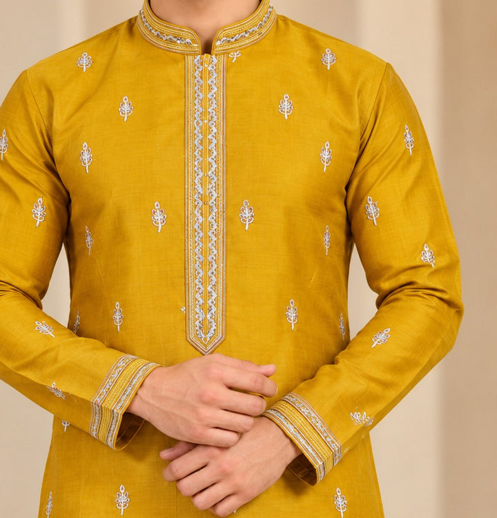 Floral Yellow Kurta Set - K47929-101B
