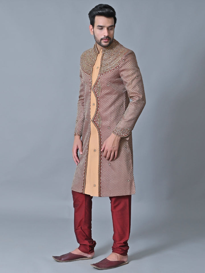 Ethnic Motifs Brown Sherwani