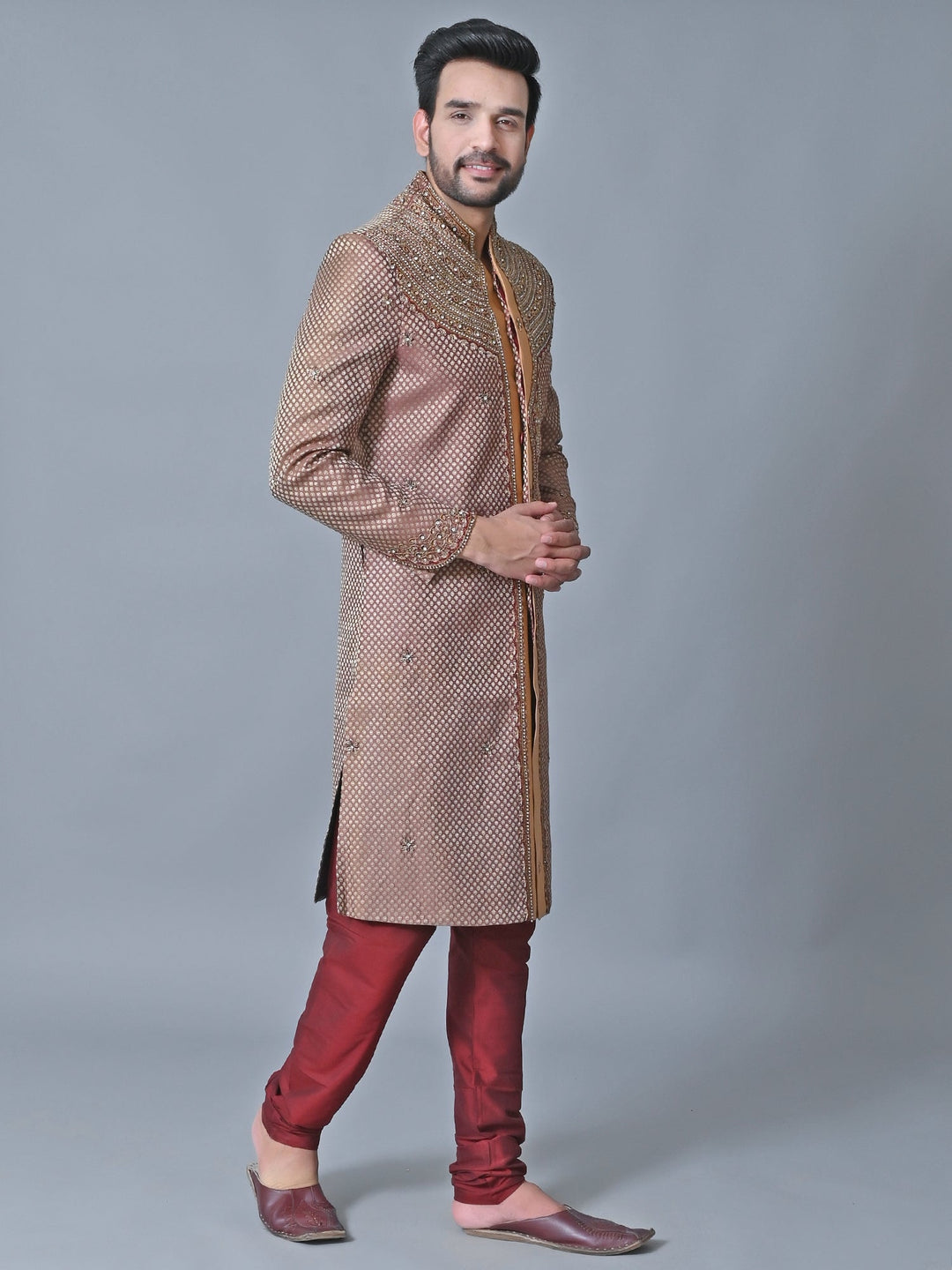 Ethnic Motifs Brown Sherwani