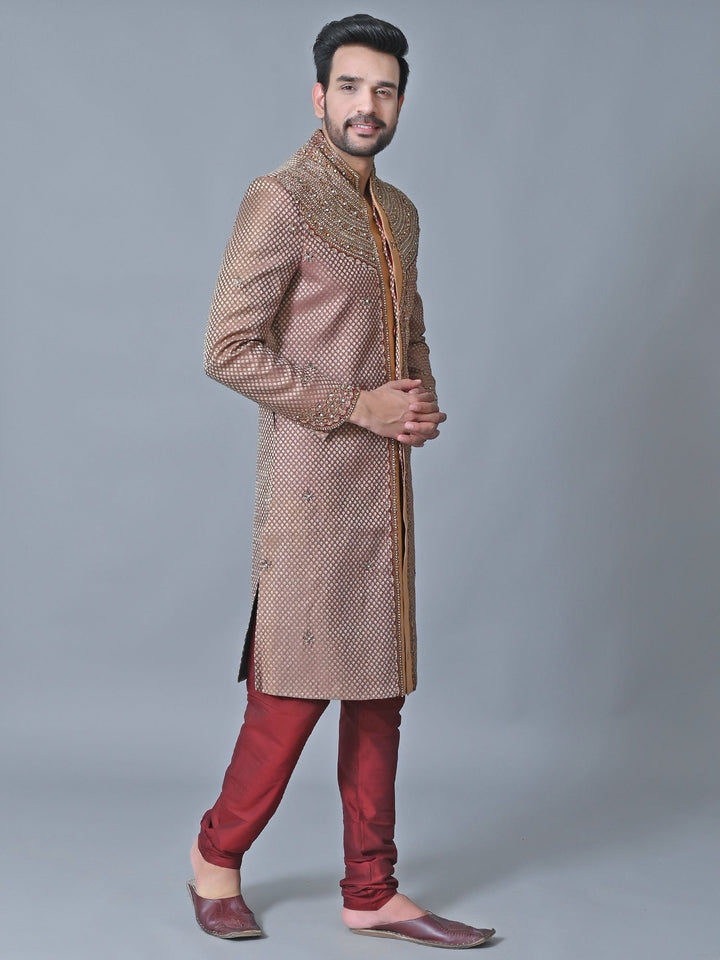 Ethnic Motifs Brown Sherwani