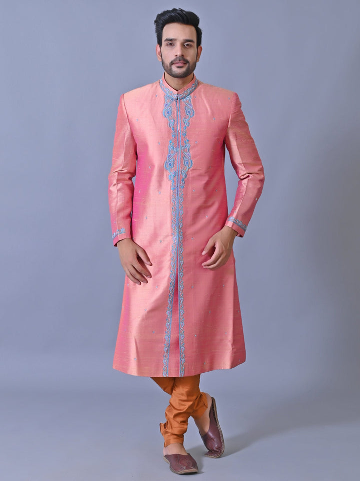 Ethnic Motifs Rose Gold Sherwani