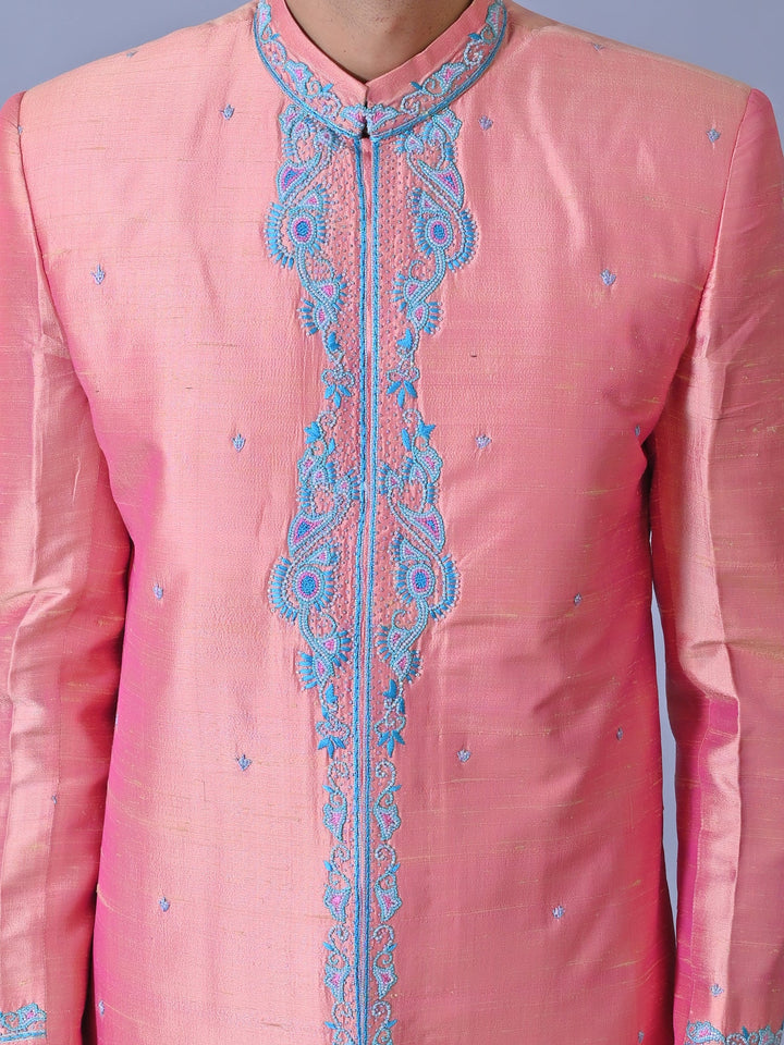 Ethnic Motifs Rose Gold Sherwani