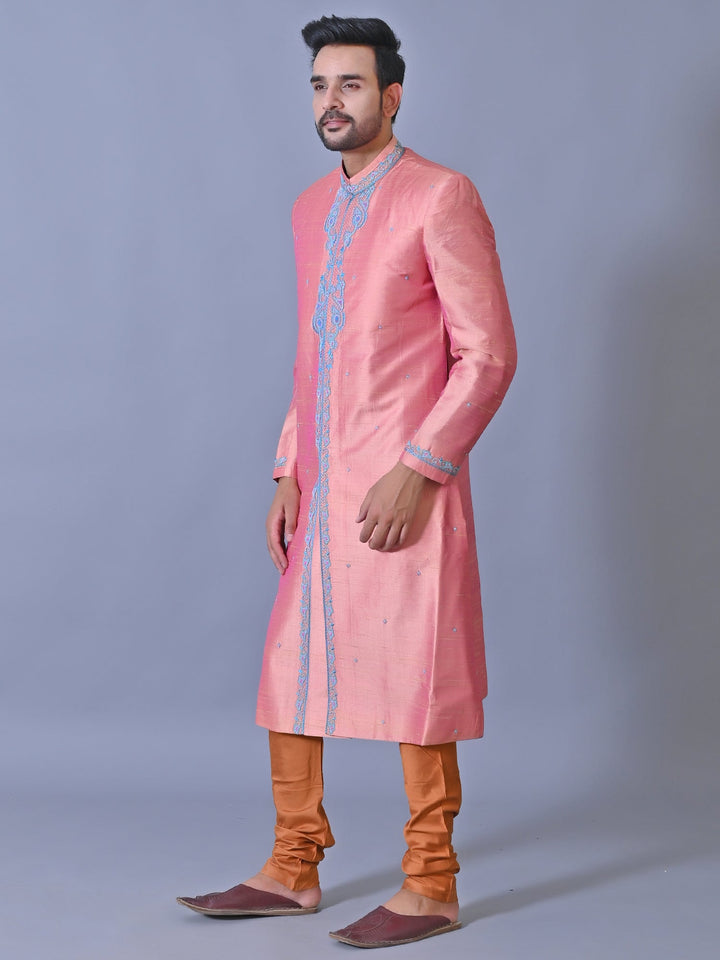 Ethnic Motifs Rose Gold Sherwani