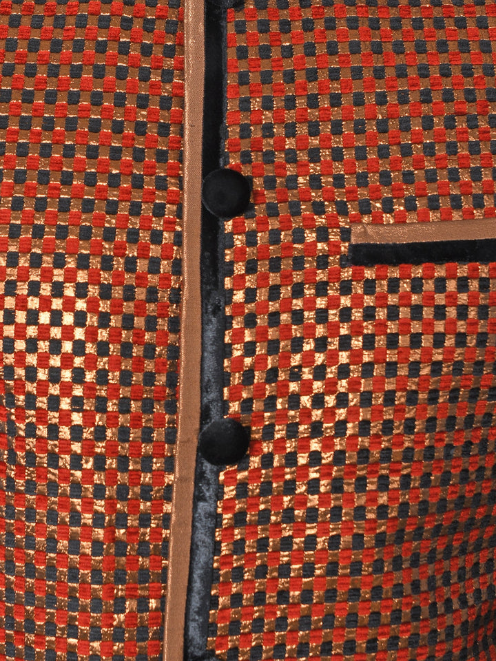 Woven Design Rust Sherwani