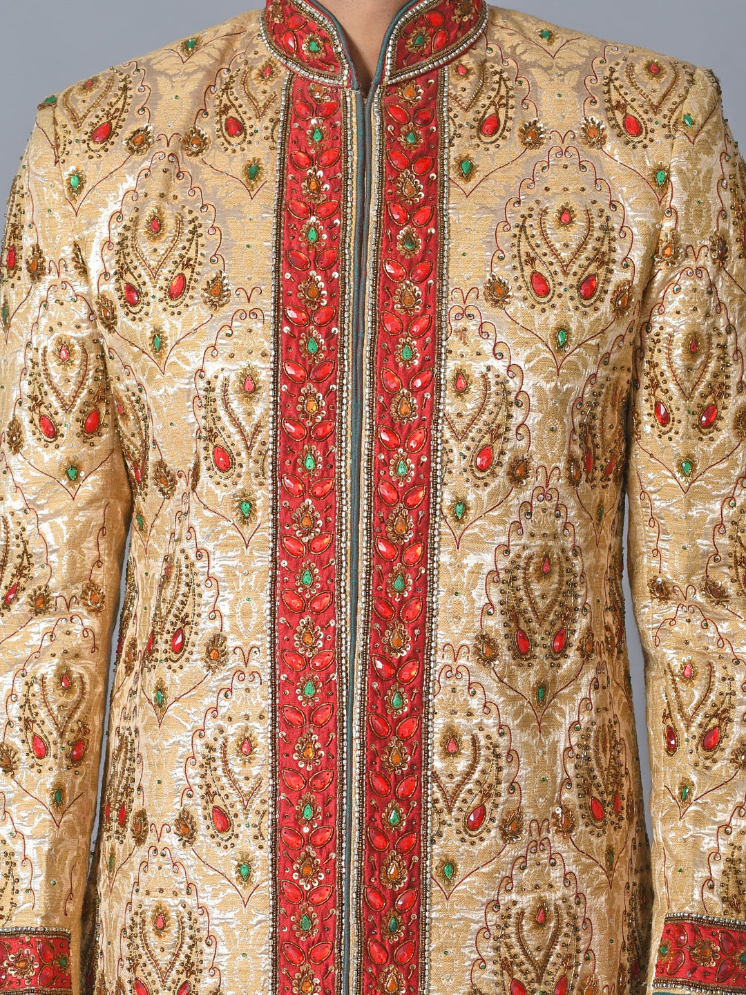 Ethnic Motifs Gold Sherwani