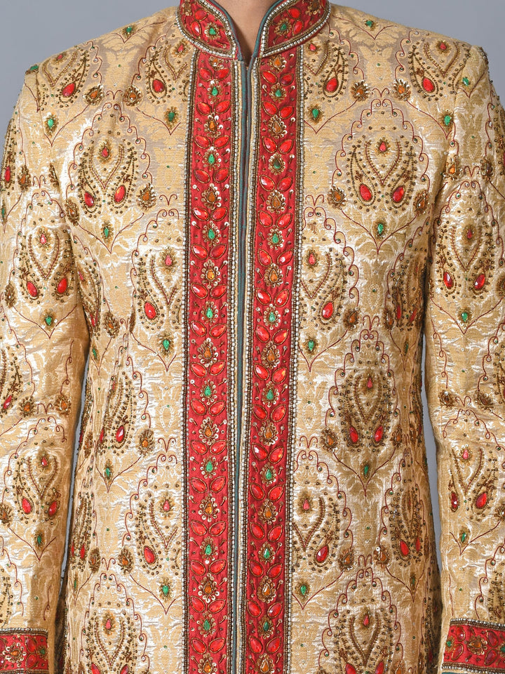 Ethnic Motifs Gold Sherwani