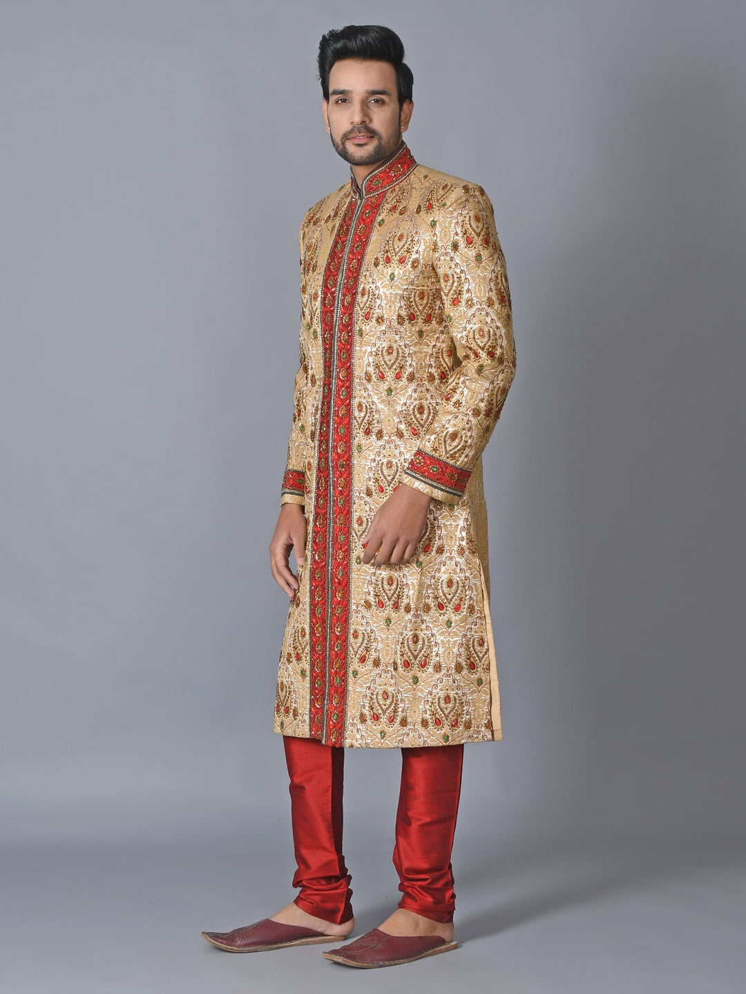 Ethnic Motifs Gold Sherwani