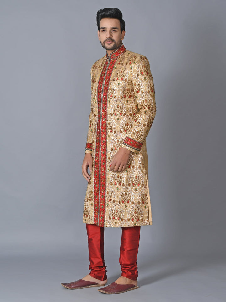 Ethnic Motifs Gold Sherwani