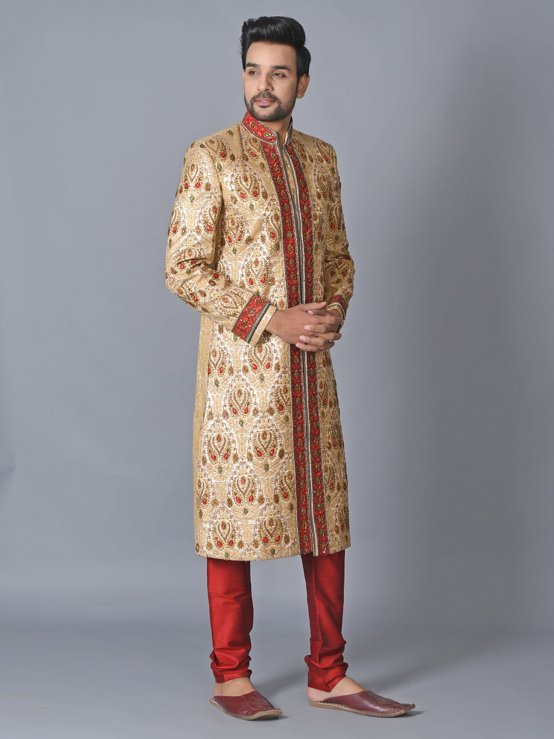 Ethnic Motifs Gold Sherwani