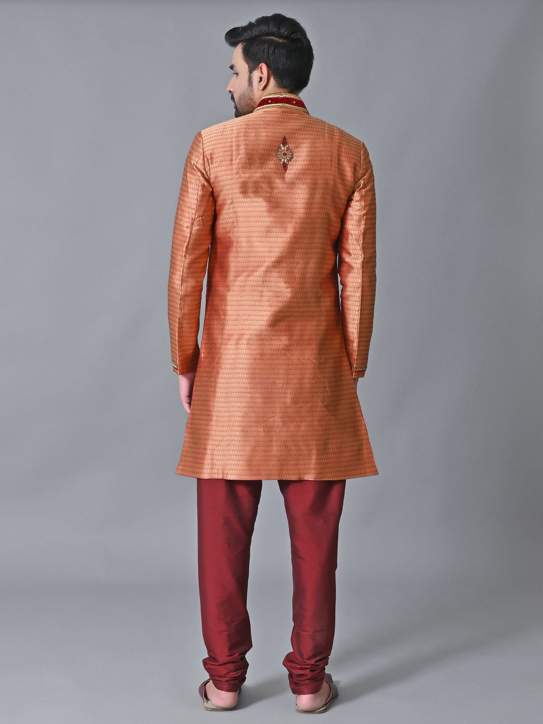 Ethnic Motifs Rust Sherwani