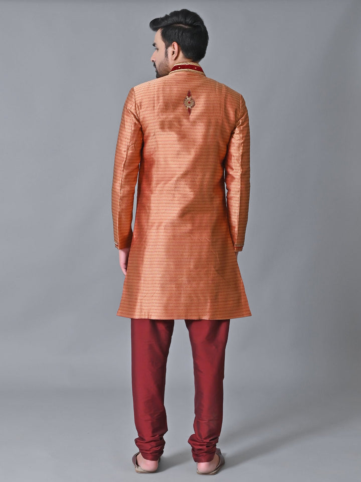 Ethnic Motifs Rust Sherwani