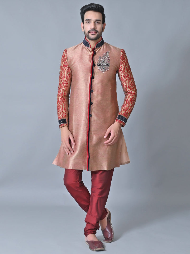 Ethnic Motifs Rose Gold Sherwani