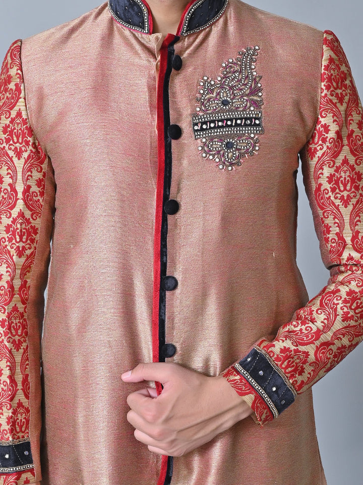 Ethnic Motifs Rose Gold Sherwani