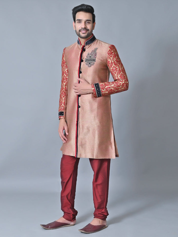 Ethnic Motifs Rose Gold Sherwani