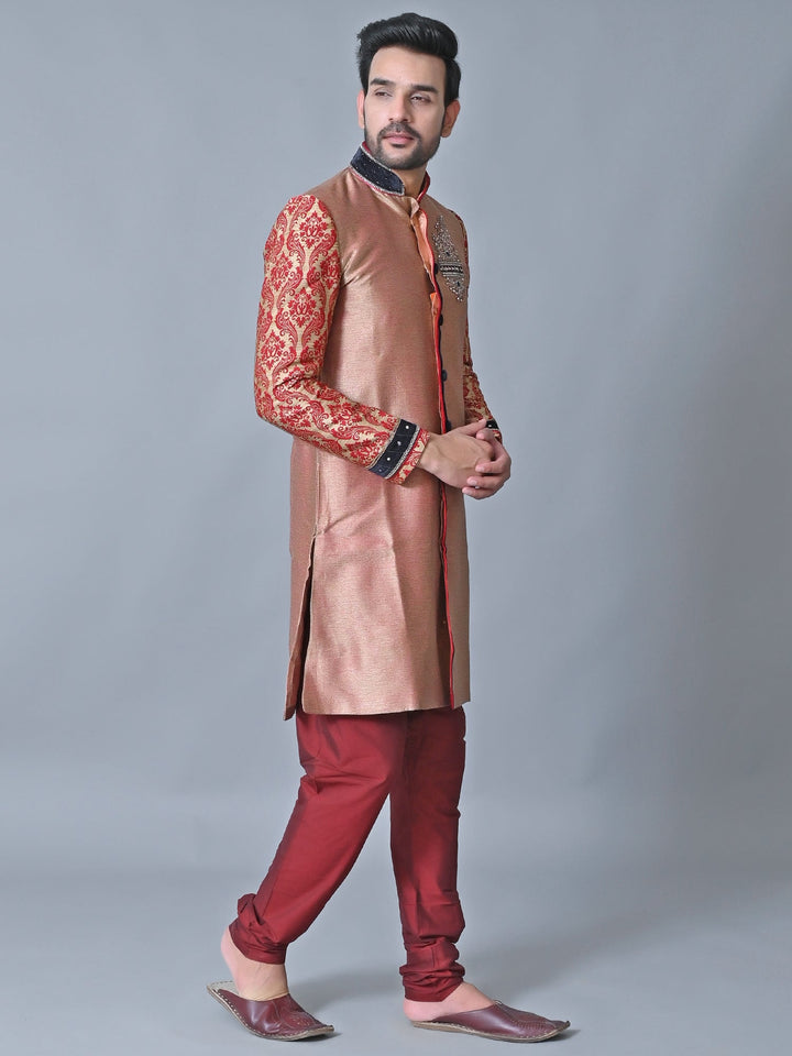 Ethnic Motifs Rose Gold Sherwani