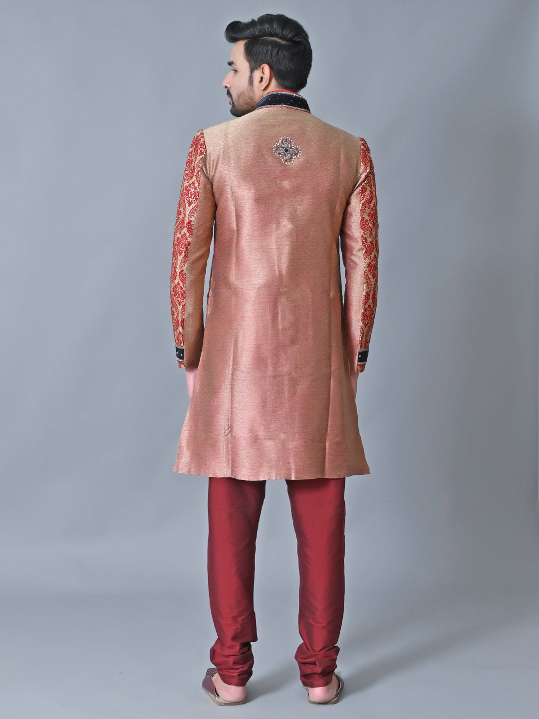 Ethnic Motifs Rose Gold Sherwani