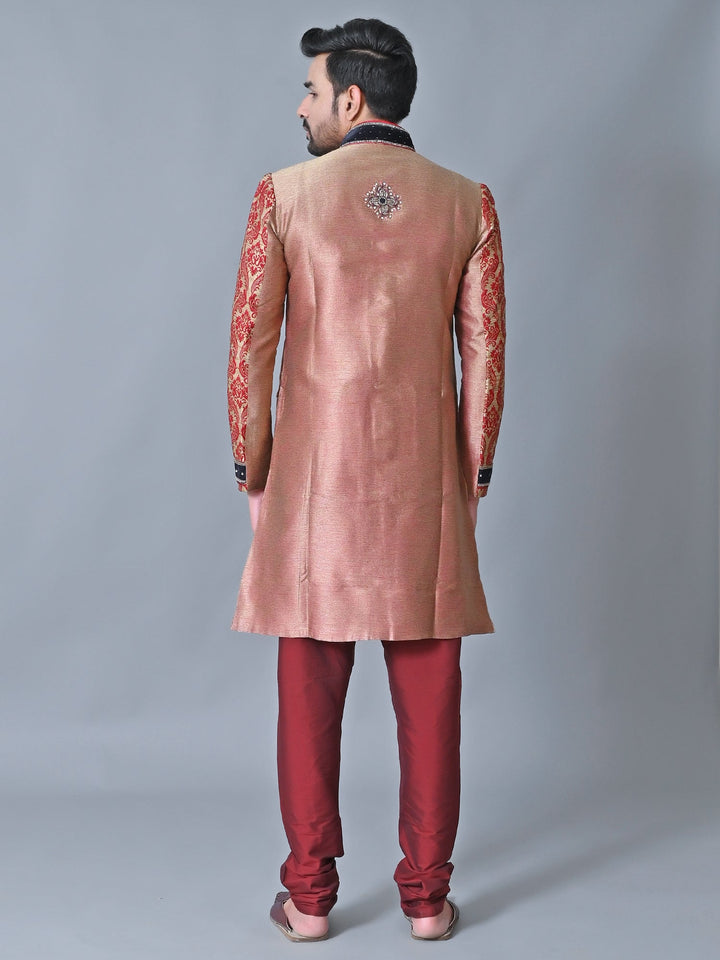 Ethnic Motifs Rose Gold Sherwani