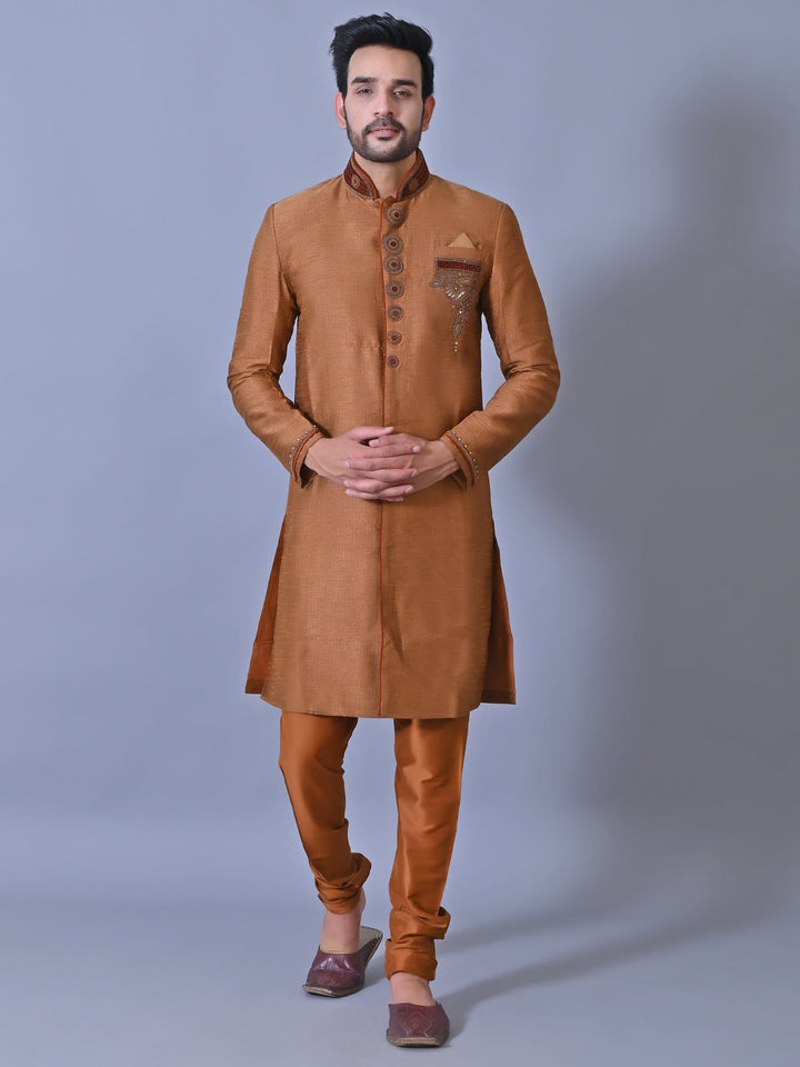 Ethnic Motifs Copper Sherwani