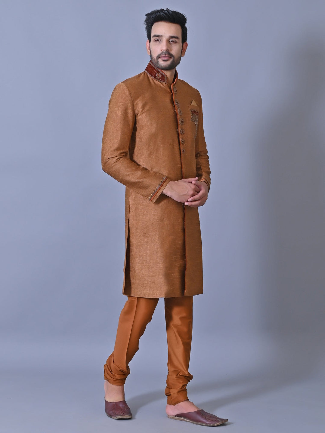 Ethnic Motifs Copper Sherwani