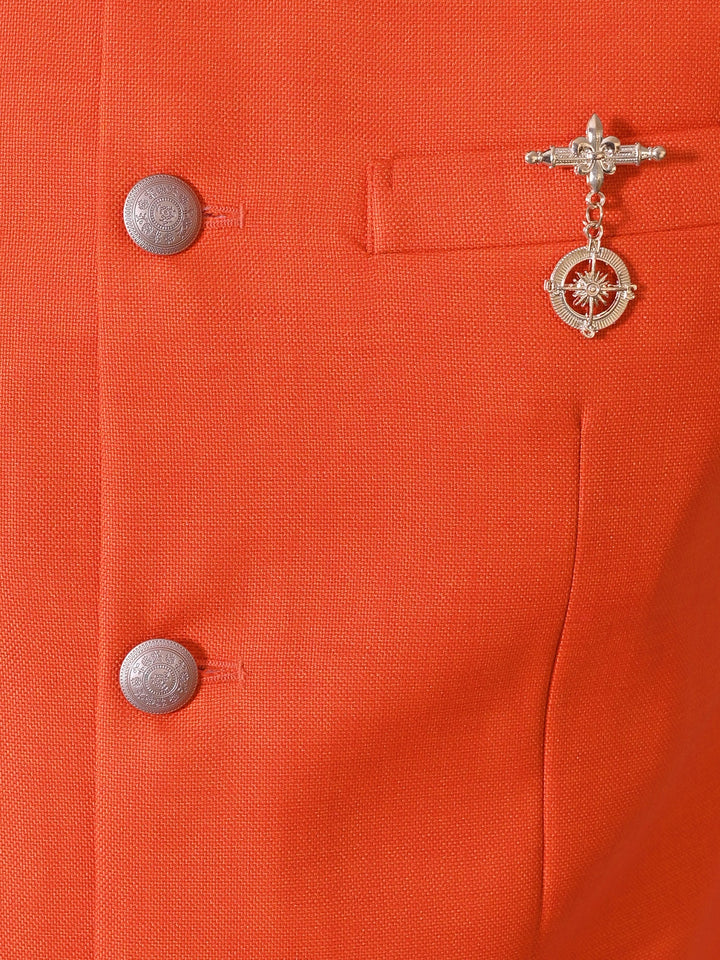 Textured Orange Nehru Jacket