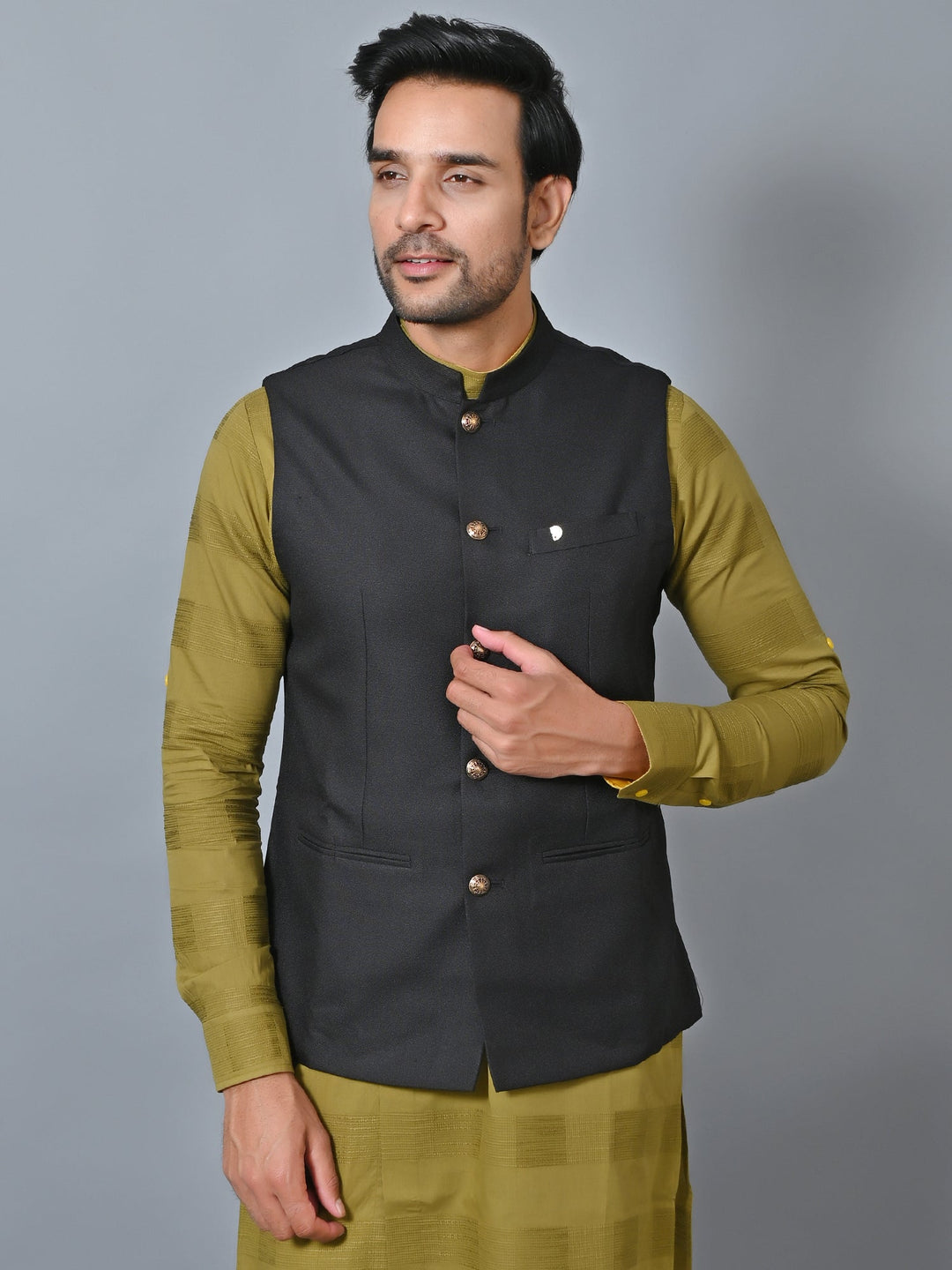 Solid Black Nehru Jacket