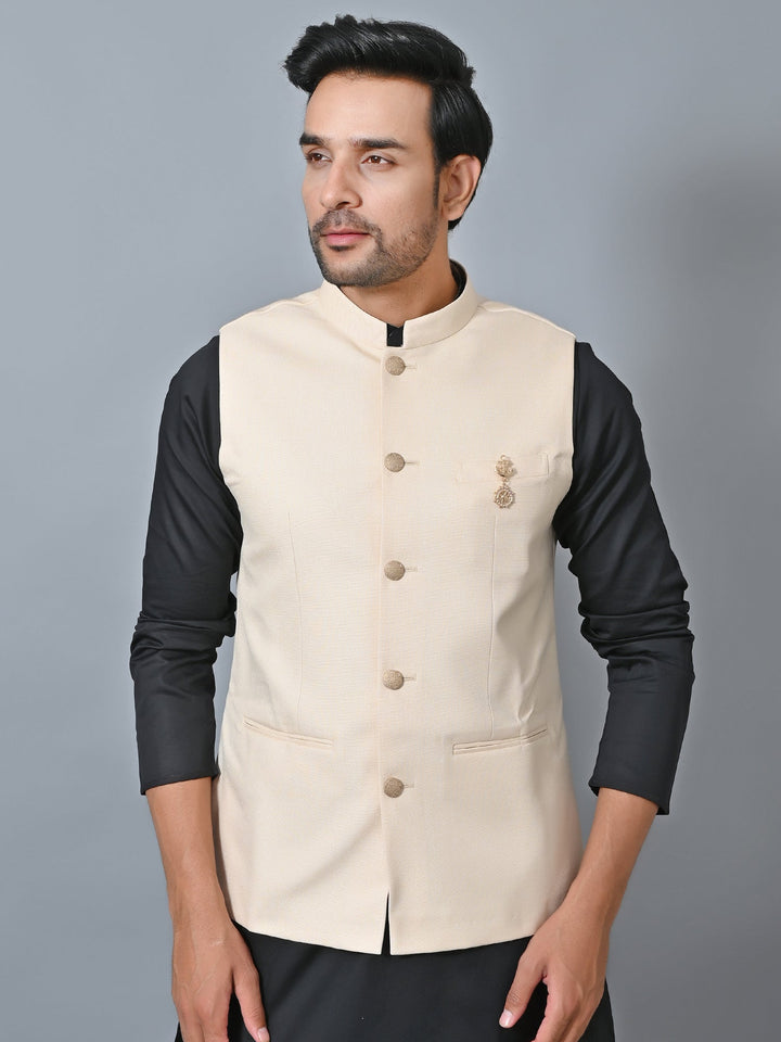 Solid Cream Nehru Jacket