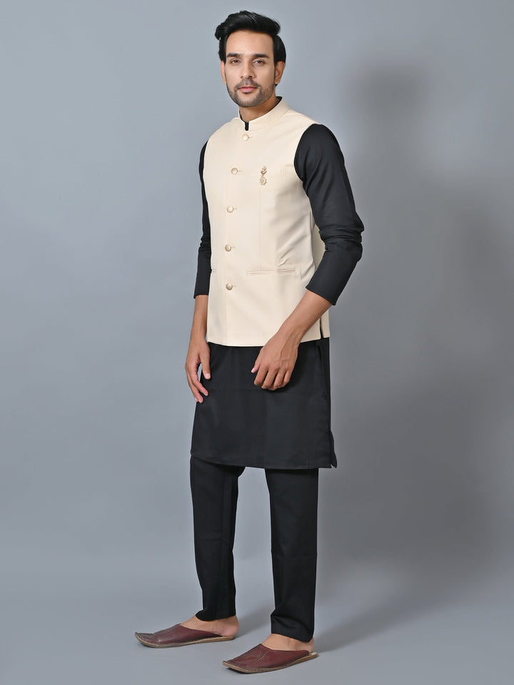 Solid Cream Nehru Jacket