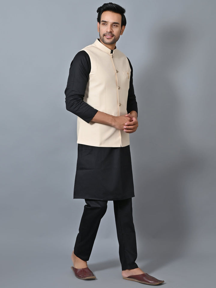 Solid Cream Nehru Jacket