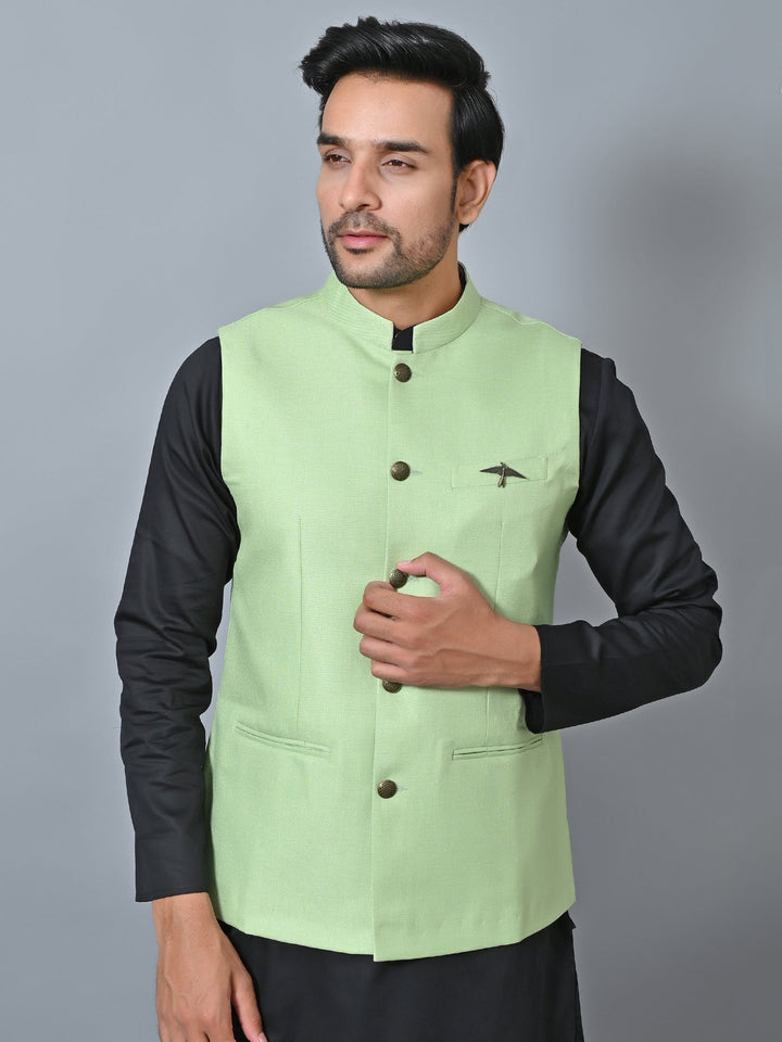 Solid Green Nehru Jacket