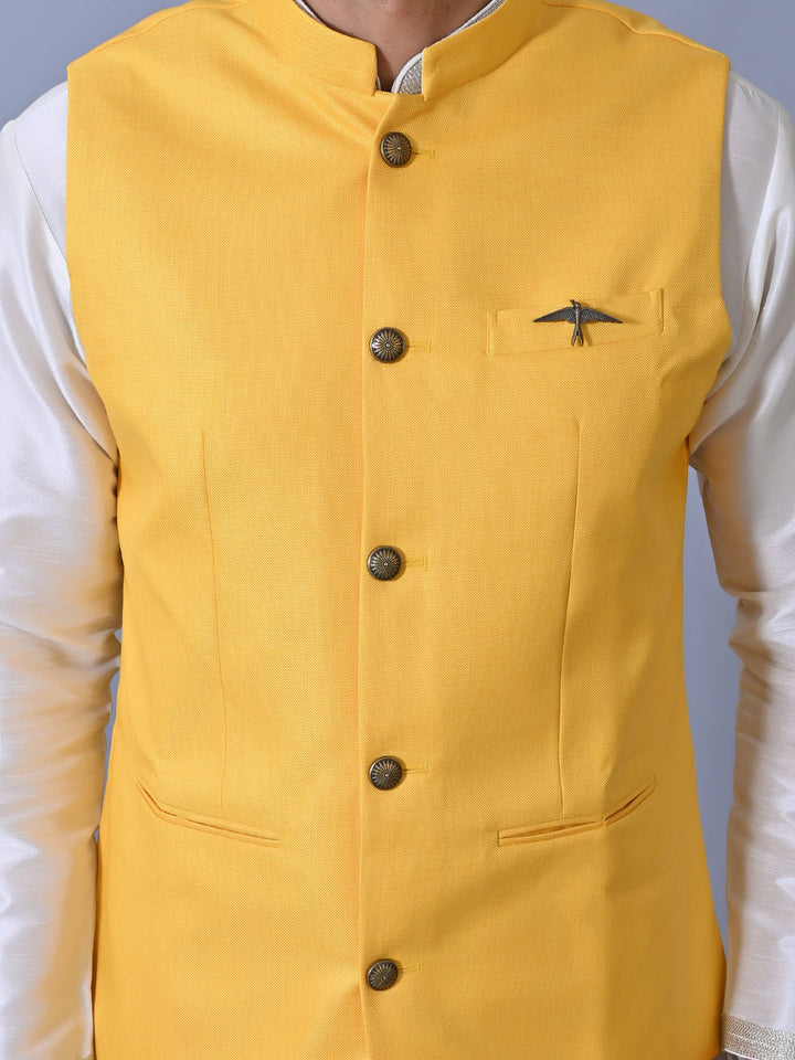 Textured Mustard Nehru Jacket