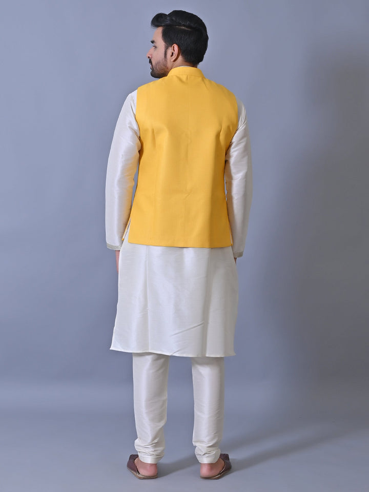 Textured Mustard Nehru Jacket