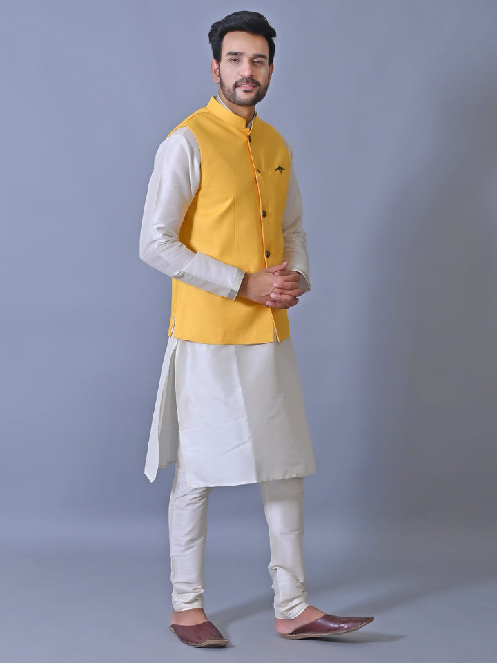 Textured Mustard Nehru Jacket