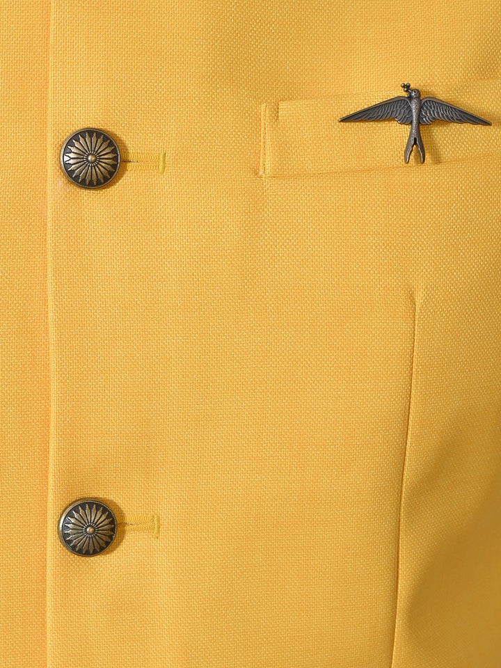 Textured Mustard Nehru Jacket