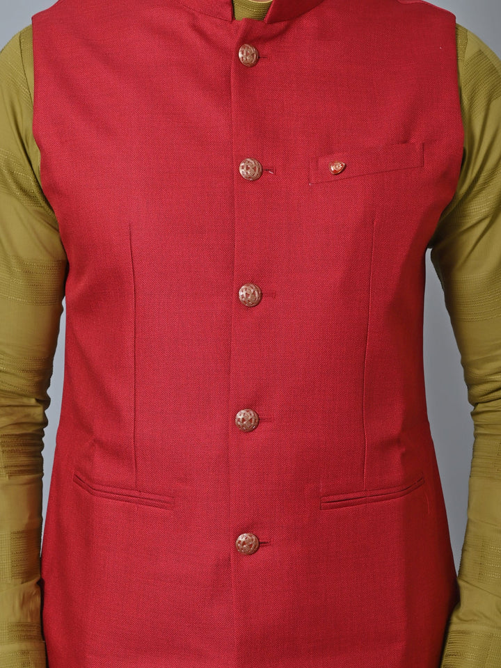 Solid Red Nehru Jacket
