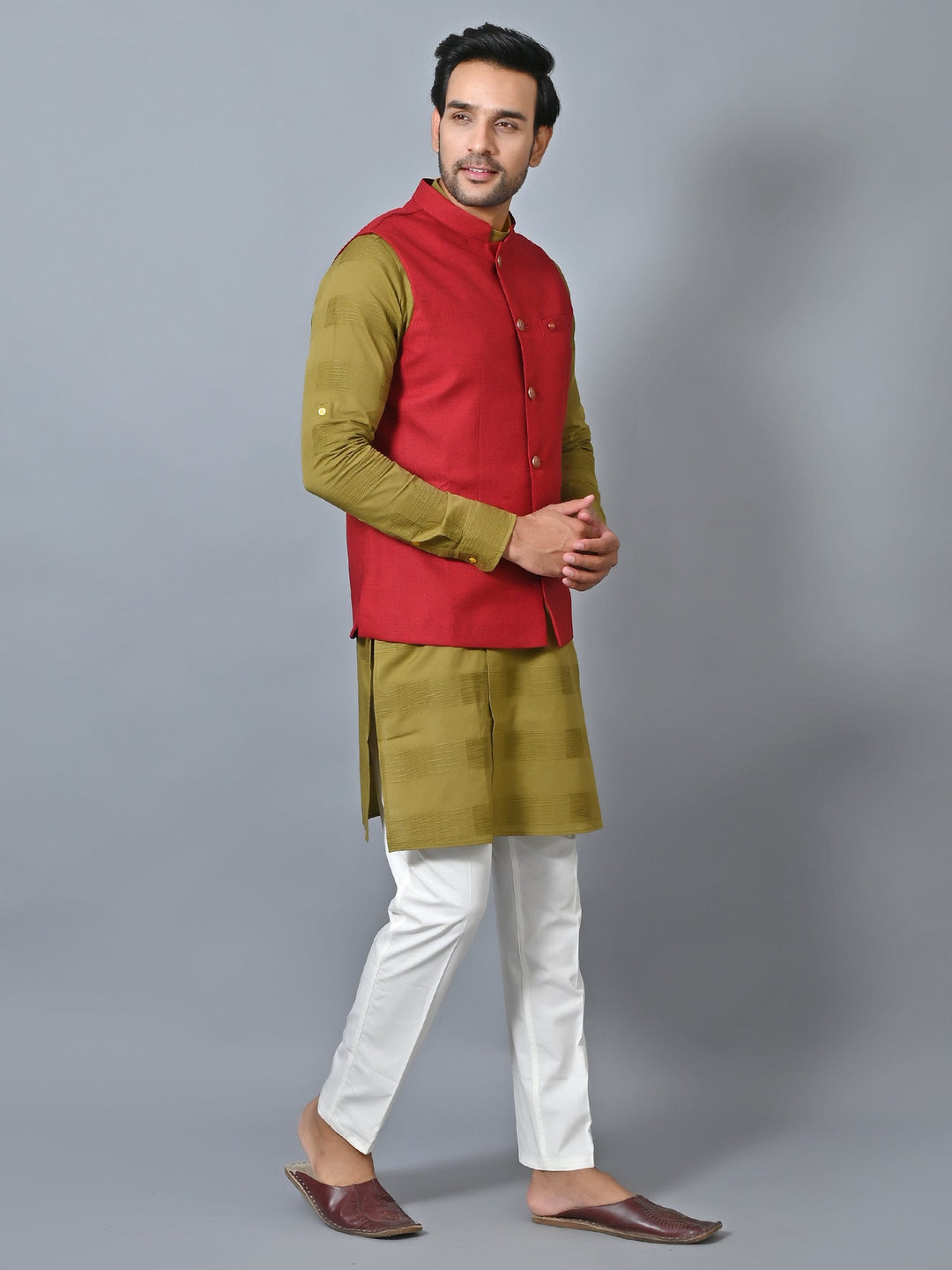 Solid Red Nehru Jacket