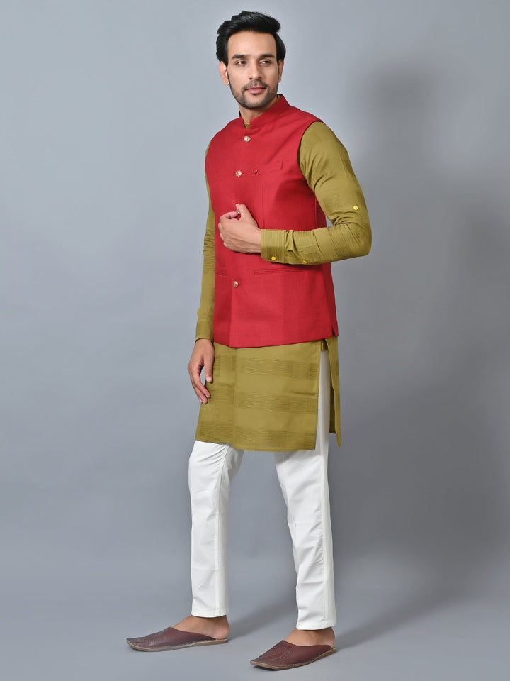 Solid Red Nehru Jacket