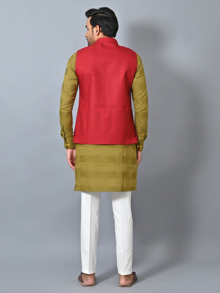 Solid Red Nehru Jacket