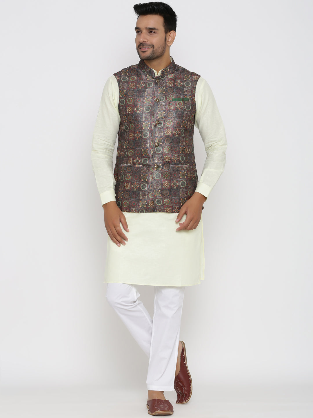 Ethnic Motifs Printed Nehru Jacket