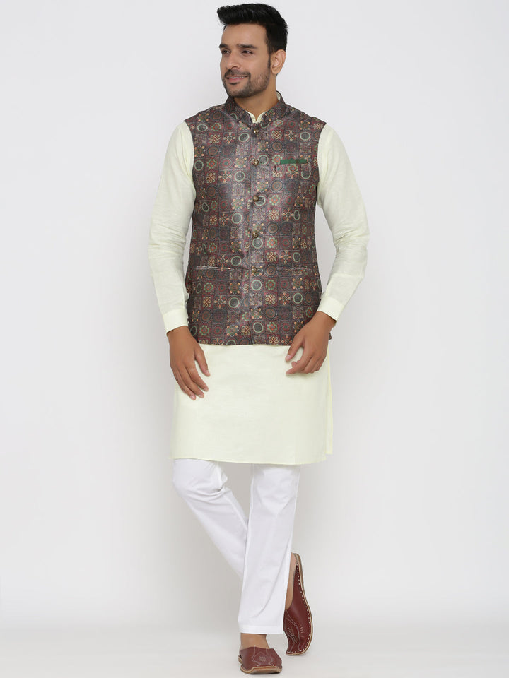 Ethnic Motifs Printed Nehru Jacket
