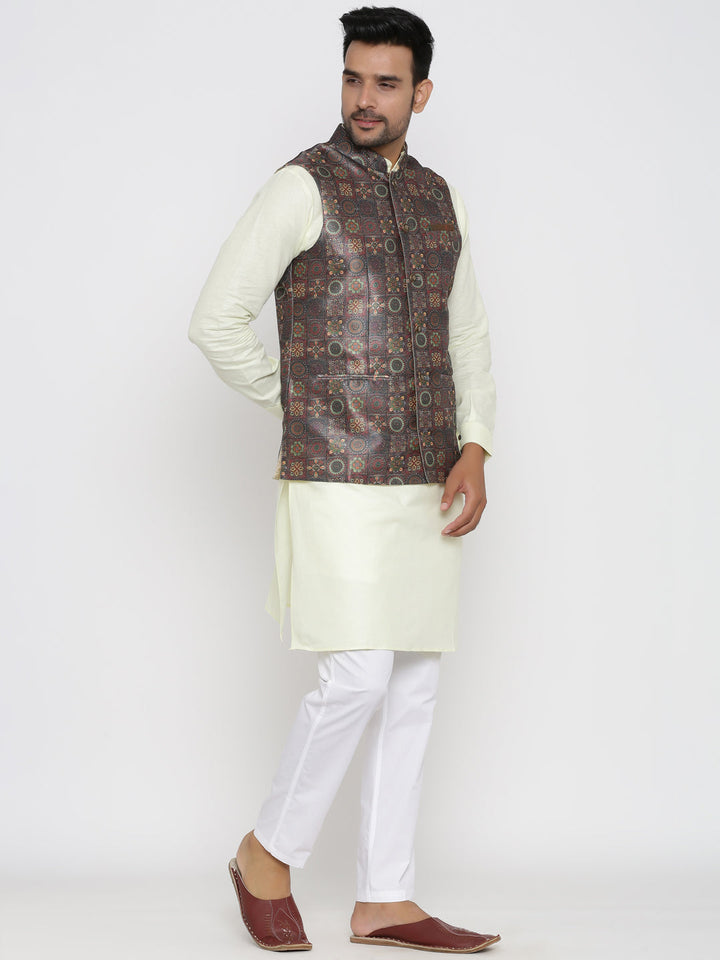 Ethnic Motifs Printed Nehru Jacket