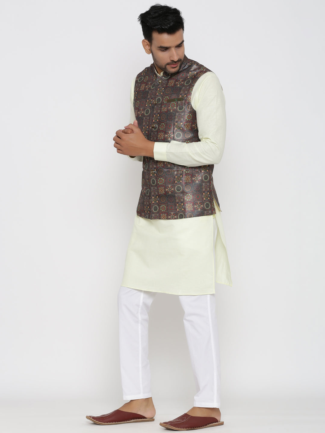 Ethnic Motifs Printed Nehru Jacket
