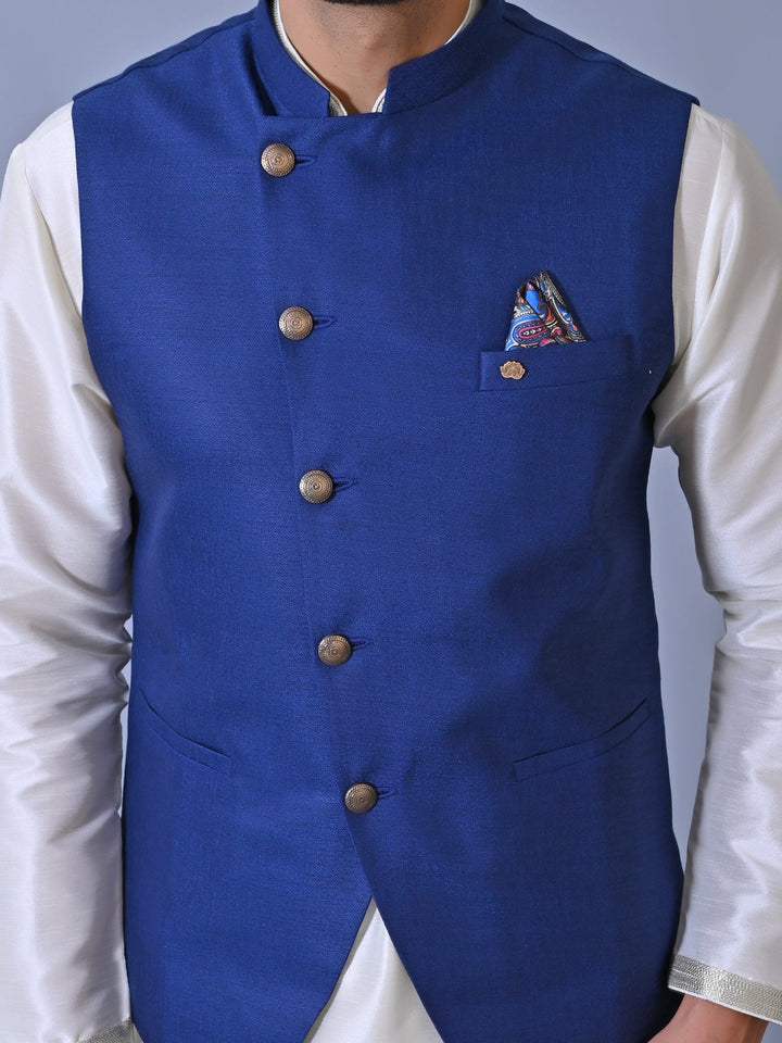 Textured Blue Nehru Jacket